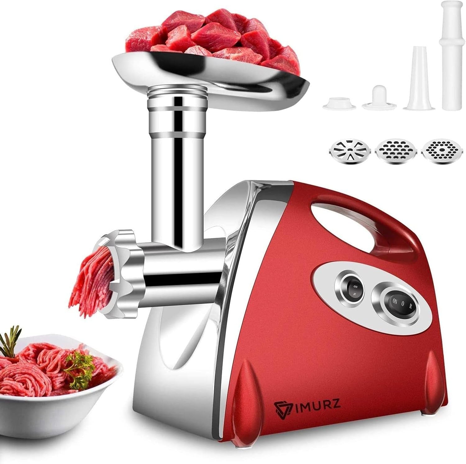 Electric Meat Grinder Sausage Maker Food Mincer 2800W Copper Motor Red