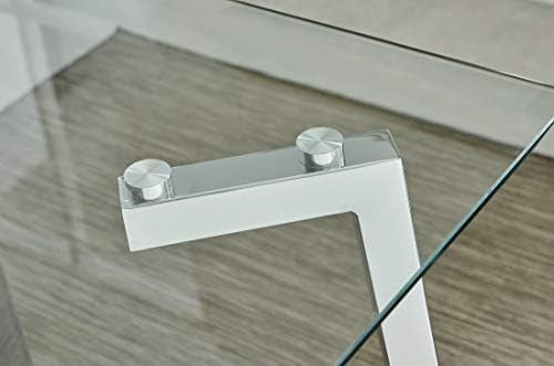 Rectangular Glass Dining Table 130cm Silver Chrome Modern Design
