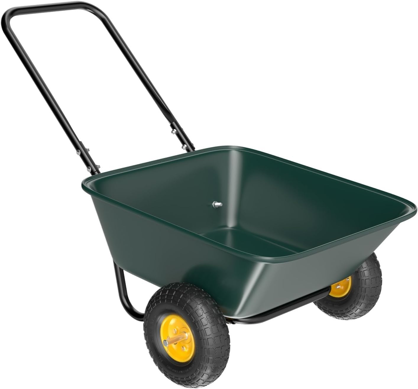 85L 2-Wheel Garden Wheelbarrow & Green Poly Cart w/ U Handle for 136kg Load