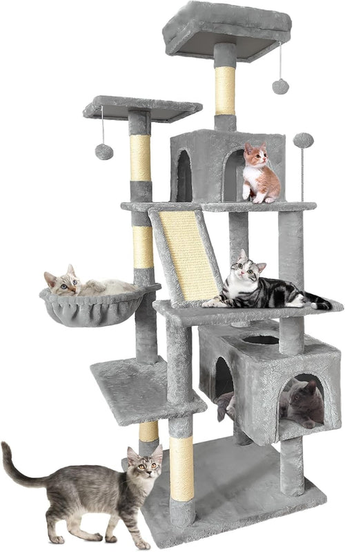 Large Cat Tree Tower 177cm Multi Level Condo Hammock Scratching Posts