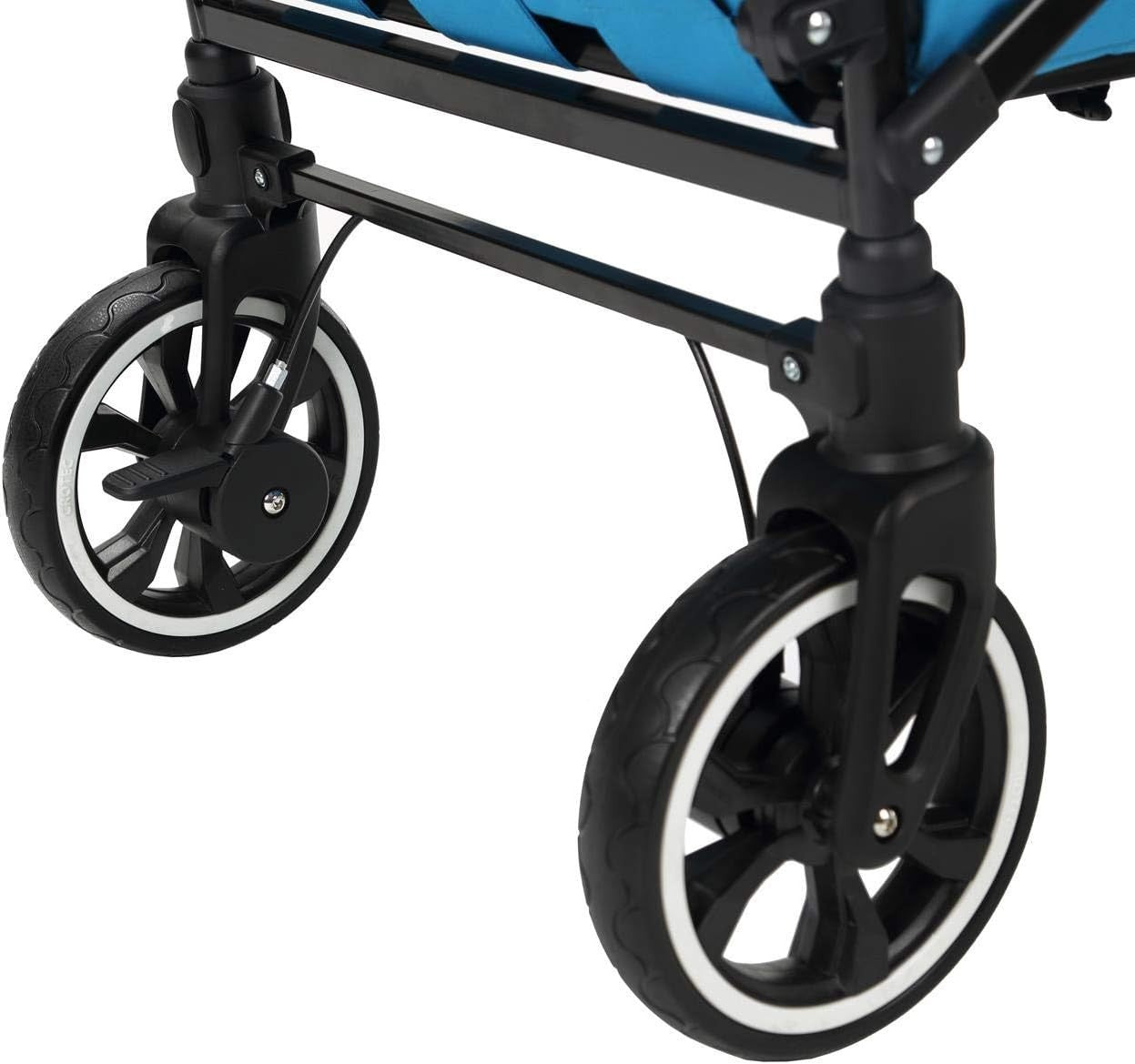 Blue Folding Stroller Wagon Kids Push Pull Cart w/ Canopy & Safety Harness