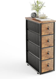 Tall Slim 5 Drawer Storage Cabinet Wood Top Narrow Bedroom Hallway Brown