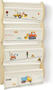 Montessori Kids Bookshelf Wall Mounted 4 Tier Display Storage Rack Shelf