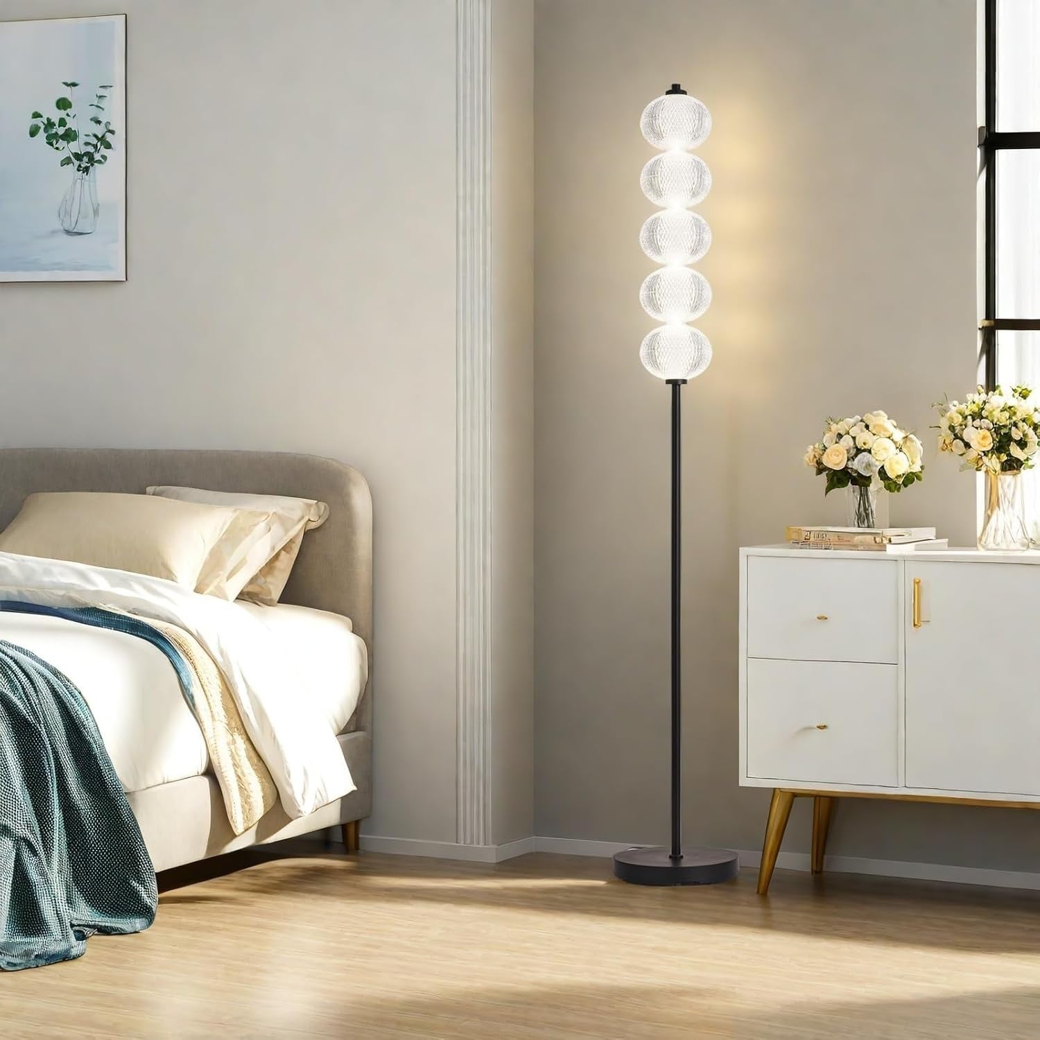 LED Floor Lamp Black 2400LM Bright Standing Light 3 Colour Temperatures