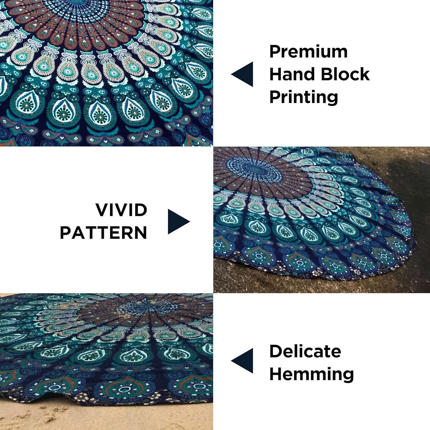 Blue Mandala Tapestry 30x40in Boho Wall Hanging Cotton Decor
