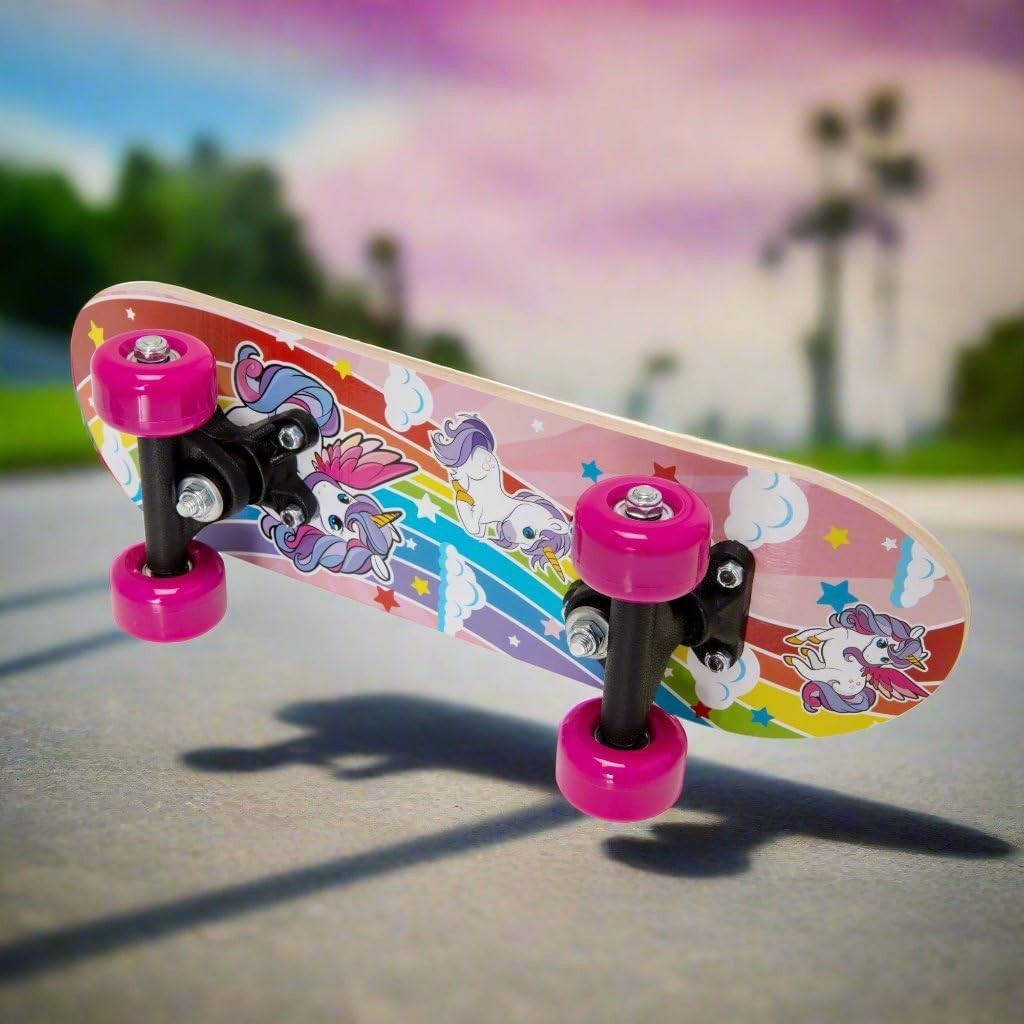 Mini 17" Skateboard for Kids Teens | Maple Cruiser Board Trucks | Unicorn