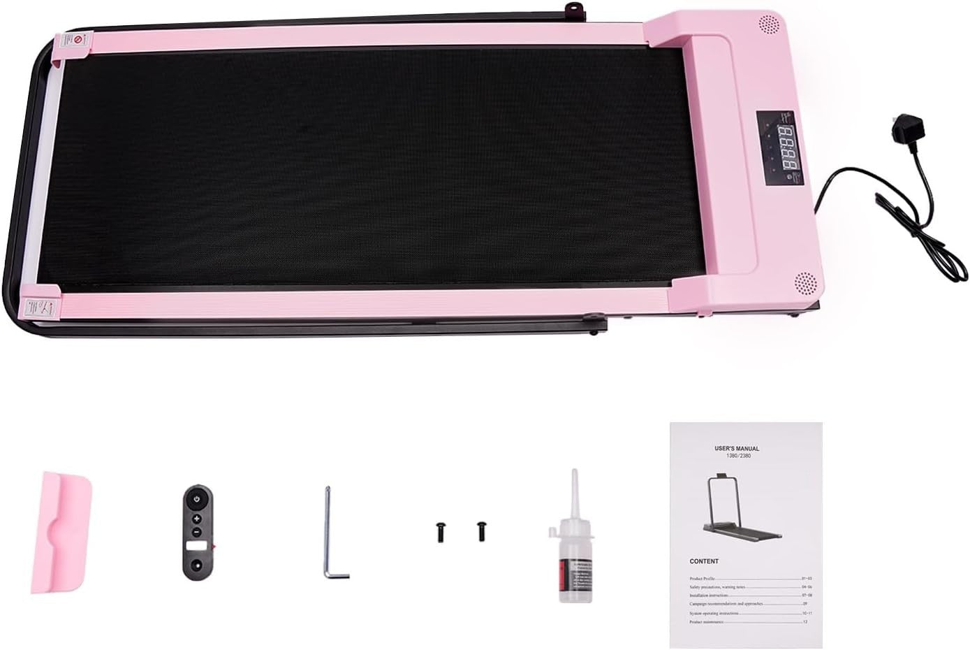 Mini Foldable Walking Treadmill 3HP Under Desk Jogging LED Display Pink