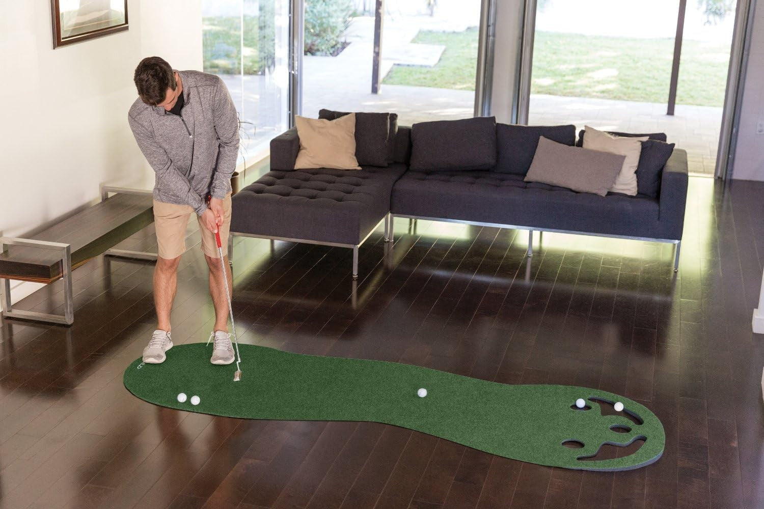 Indoor Golf Putting Green 3x9ft Training Mat Ball Return Cup Practice