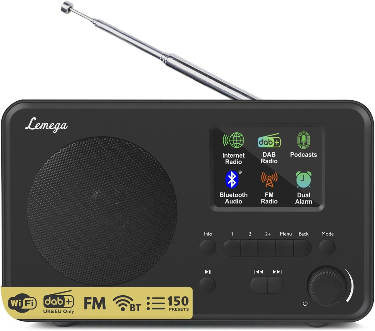 Internet Radio DAB+ FM Bluetooth 150 Presets Alarm Clock