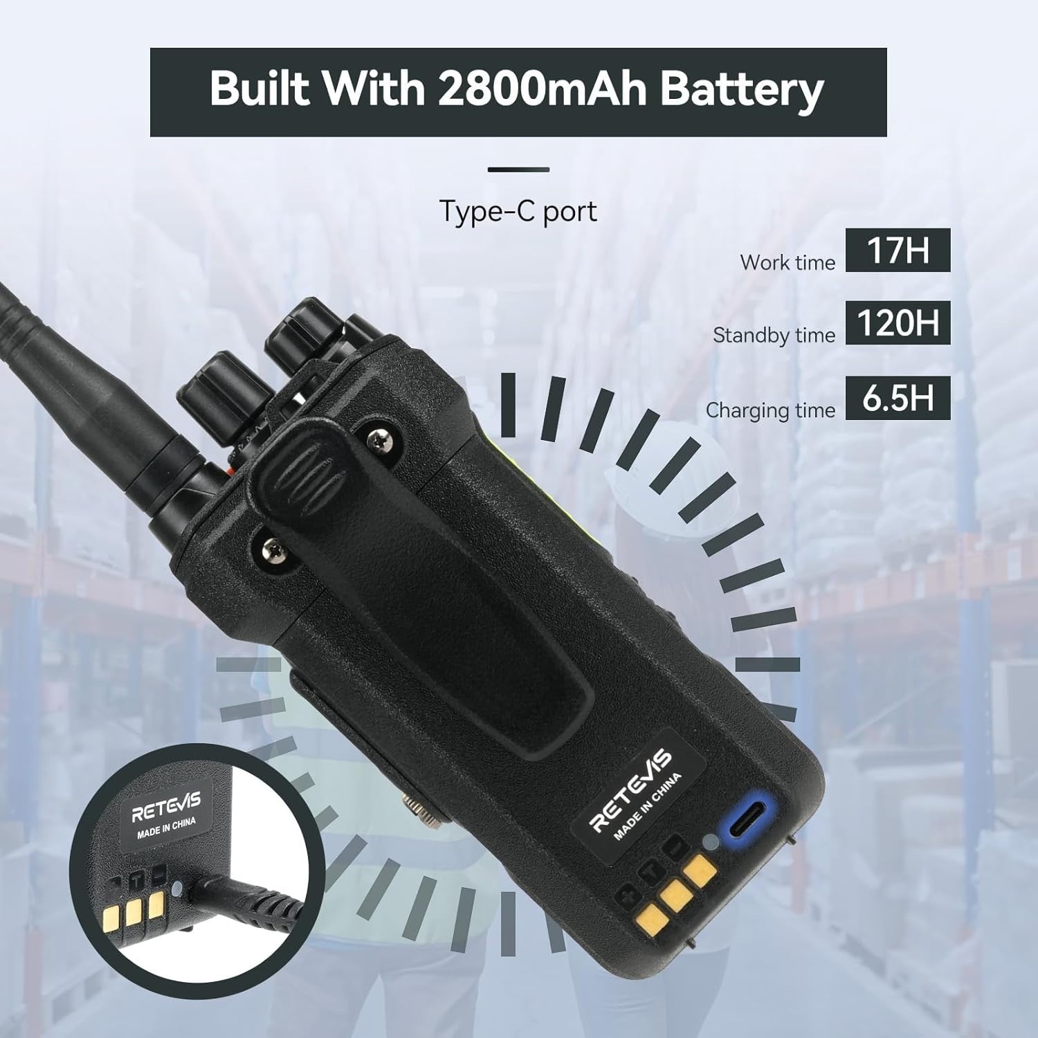 IP67 Waterproof Walkie Talkies Long Range LCD 16CH Heavy Duty 2 Pack