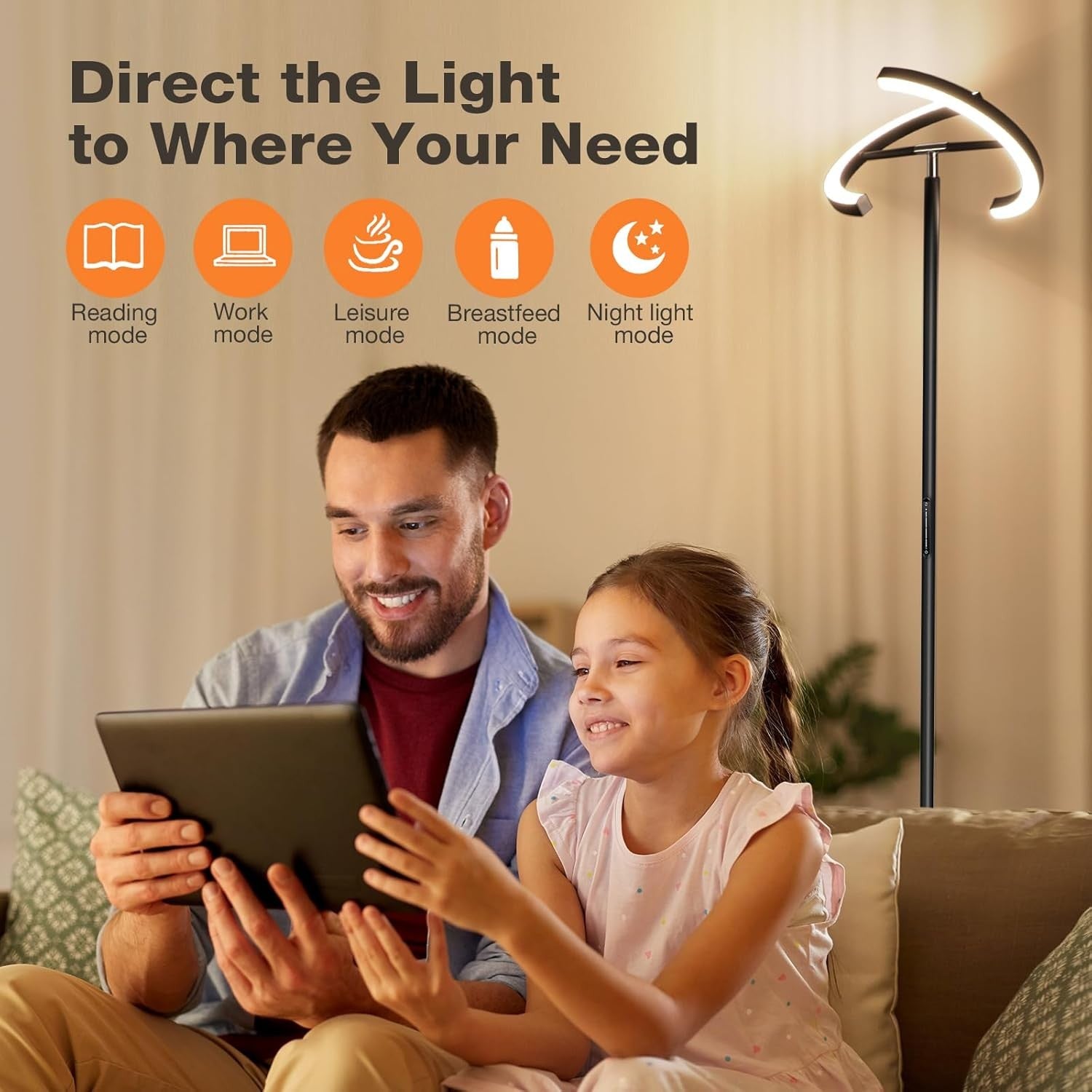 LED Floor Lamp Dimmable Remote Touch 3000–6000K Modern Standing Light