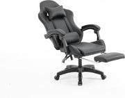 Gaming Chair PU Leather Swivel Office PC Desk Seat Recliner with Footrest Black