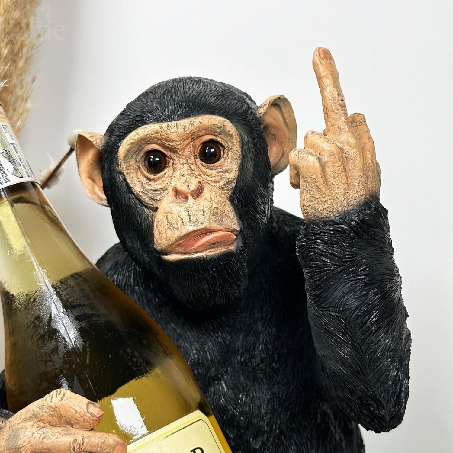Black Monkey Wine Bottle Holder Resin Ornament Funny Bar Display Gift 42cm