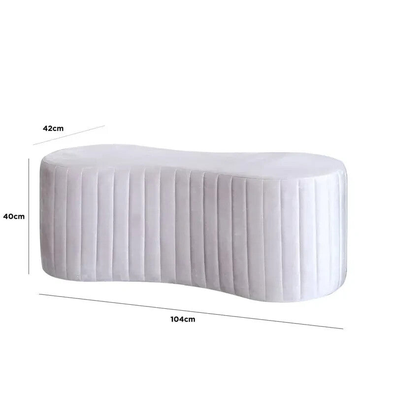 Tufted Pink Velvet Bench Ottoman Curved Seat Glam Stool Bedroom Hallway