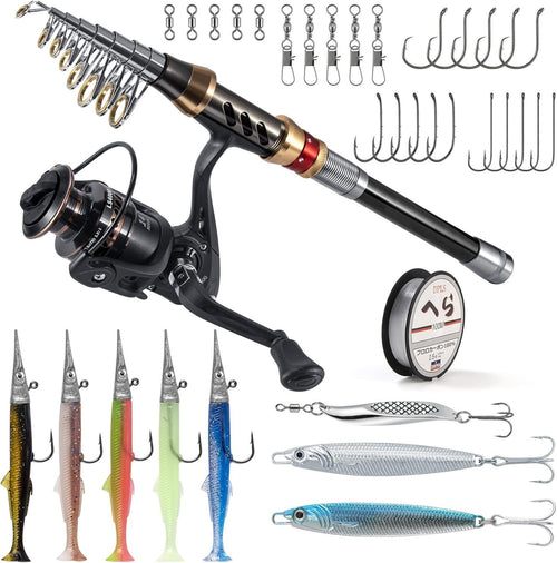 Saltwater Spinning Rod & Reel Combo – Telescopic Travel Fishing Kit