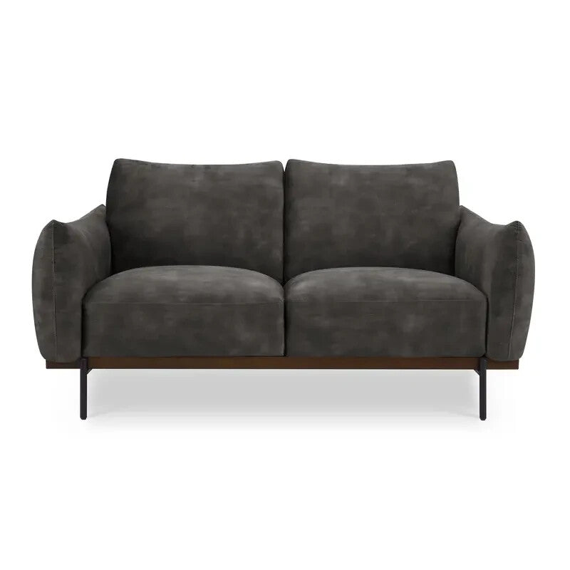 2 Seater Sofa Steel Grey Velvet | Modern Compact Couch with Metal Legs