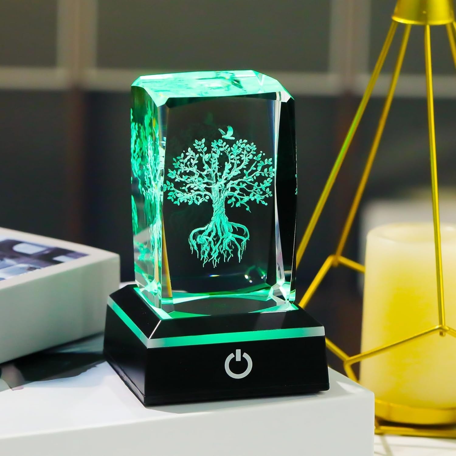 3D Crystal Tree of Life LED Light Gift Ornament for Women Men Birthday Decor
