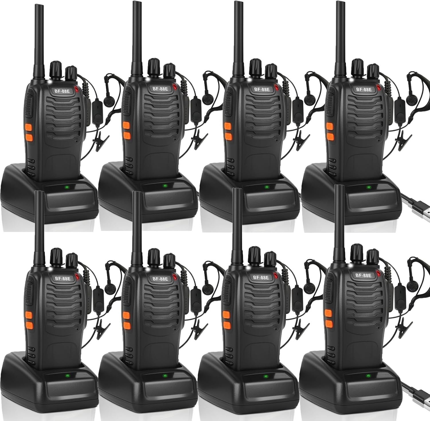 Long Range Walkie Talkies 8PCS Rechargeable 16CH VOX 2 Way Radios