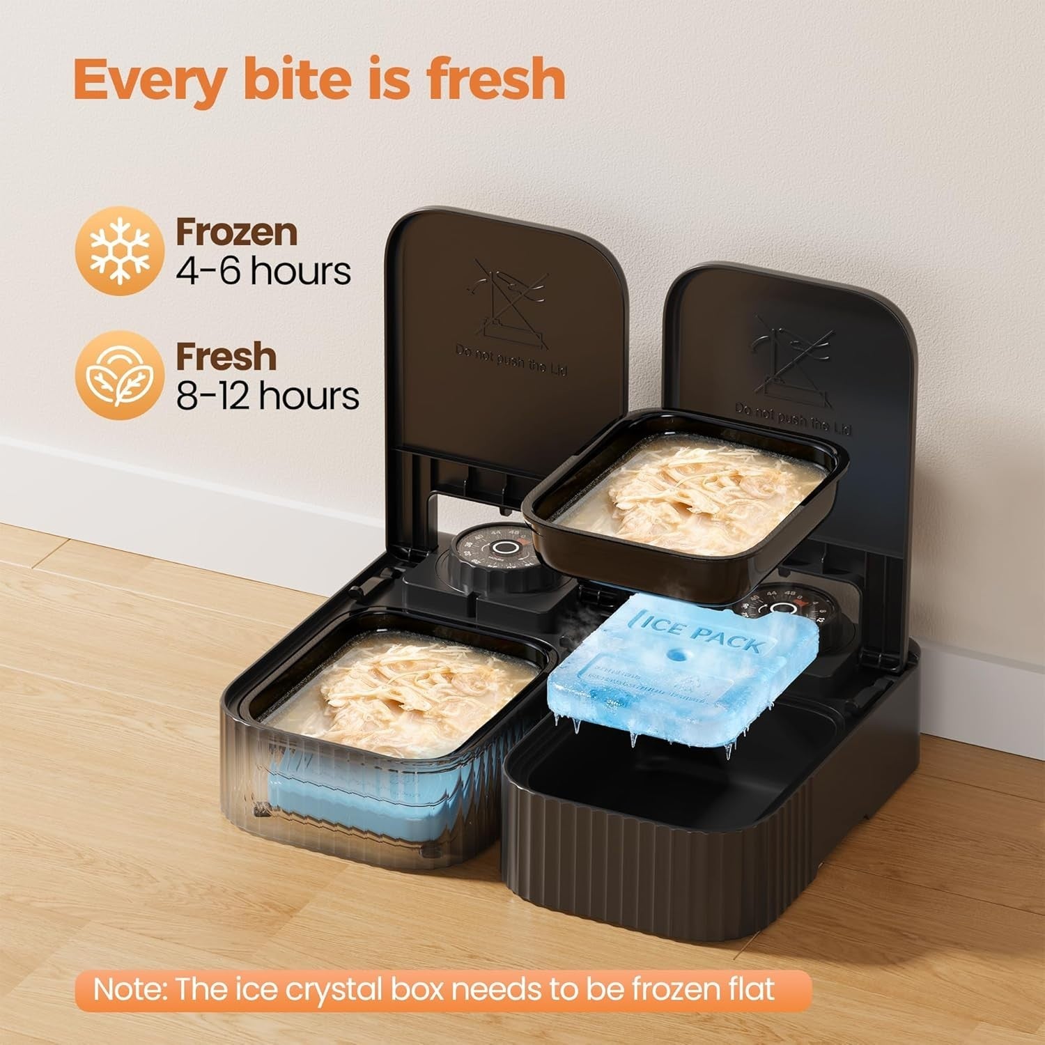 Automatic Cat Feeder Wet Dry Food 2 Meal Timer Ice Pack Pet Feeder