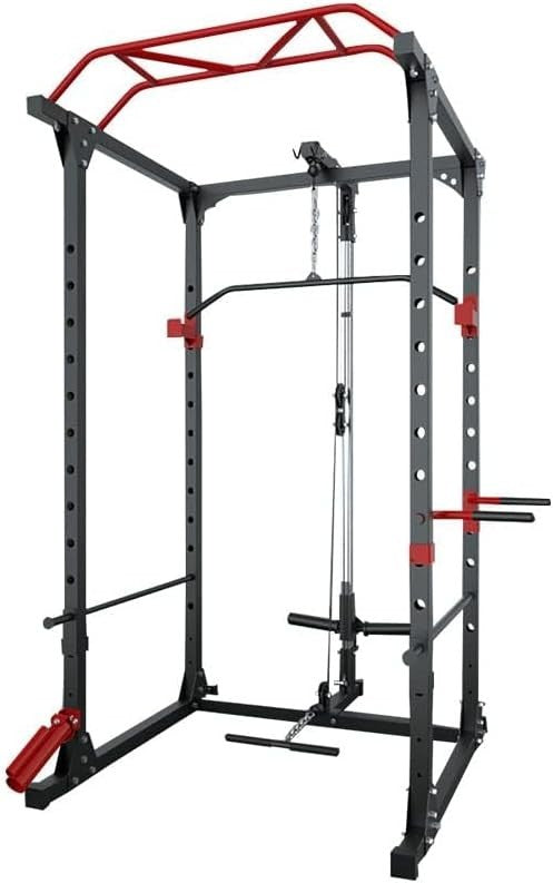Multi-Gym Power Rack Black & Red with Pull Up Bar & Cable System