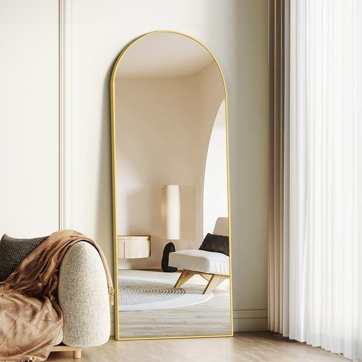 Gold Arch Full Length Mirror 165x60cm Leaning Wall Mirror for Bedroom Hall