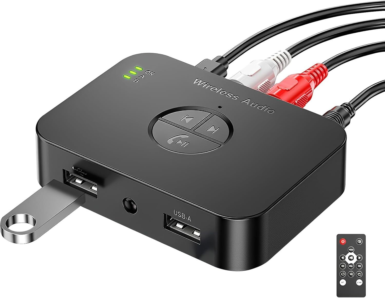 Bluetooth 5.4 Receiver Adapter HiFi Audio RCA AUX Low Latency Remote