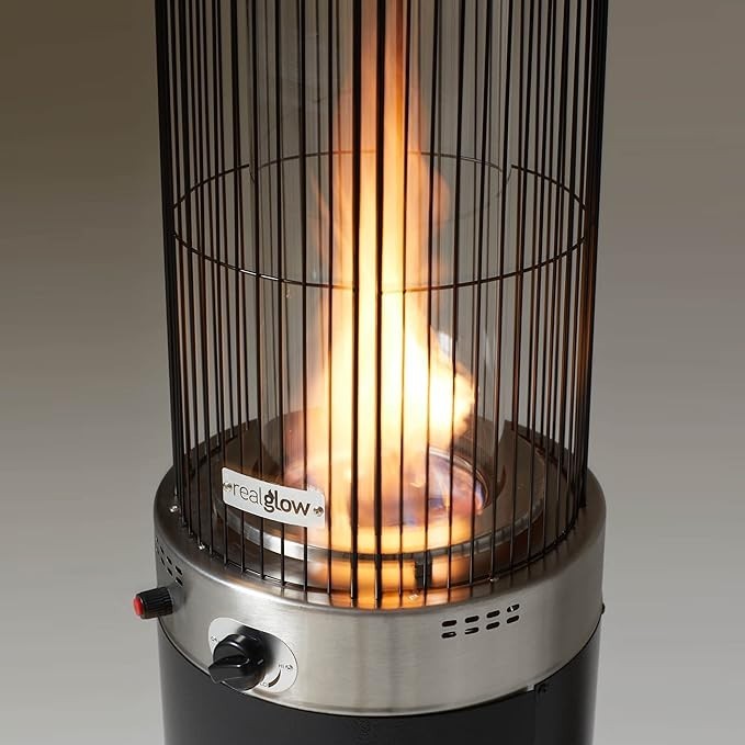 Outdoor Gas Patio Heater 13.5KW Spiral Flame Effect Adjustable Heat & Wheels