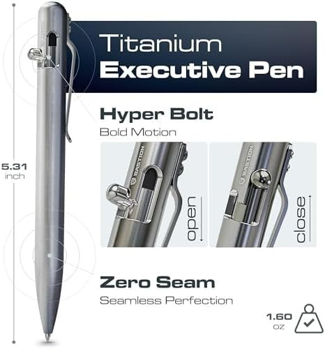 Titanium Bolt Action Ballpoint Pen Luxury Gift Black