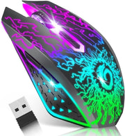 RGB Wireless Gaming Mouse Silent Click Rechargeable 2.4G USB PC Laptop