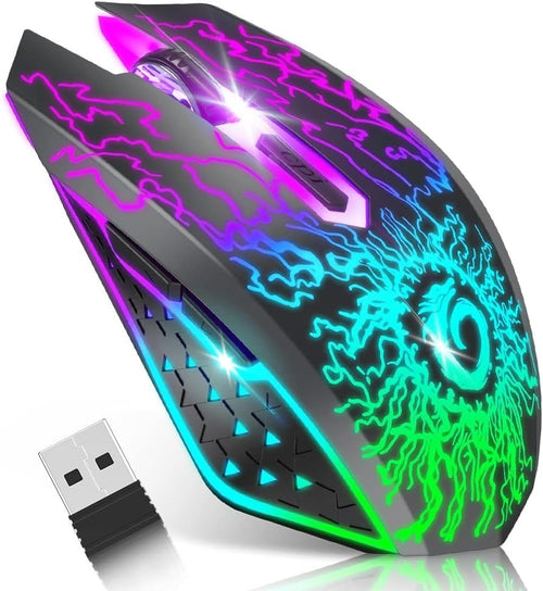 RGB Wireless Gaming Mouse Silent Click Rechargeable 2.4G USB PC Laptop