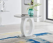 Round High Gloss Glass Dining Table Modern Grey White 100cm Space Saving Table