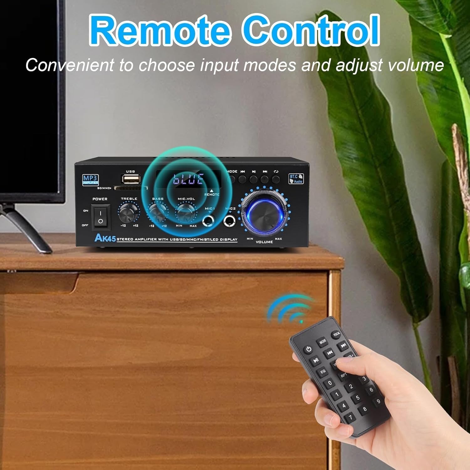 600W Bluetooth 5.0 Stereo HiFi Amplifier USB SD RCA FM Home Car Audio Amp