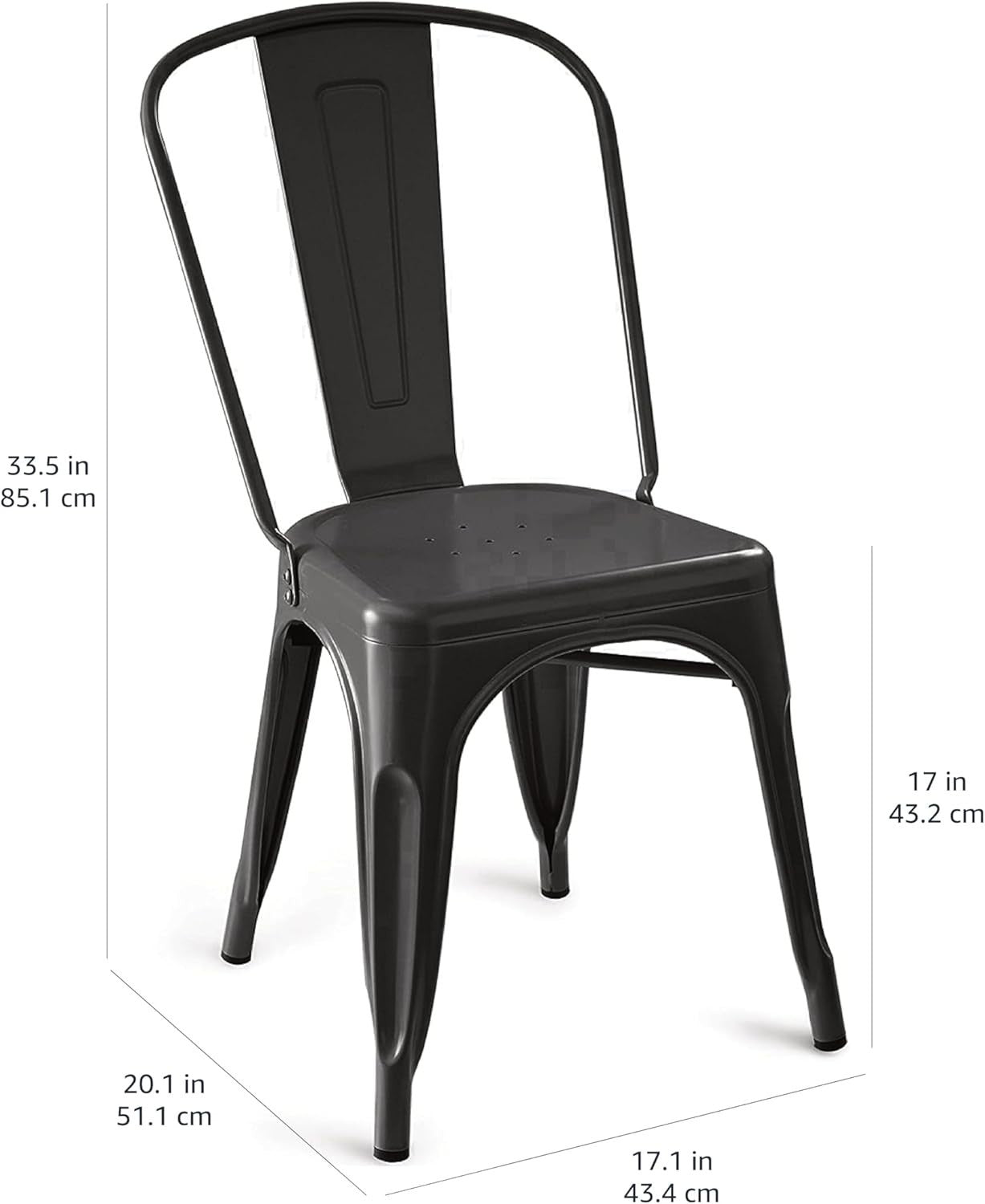 Set of 4 Black Metal Dining Chairs Stackable Indoor Outdoor