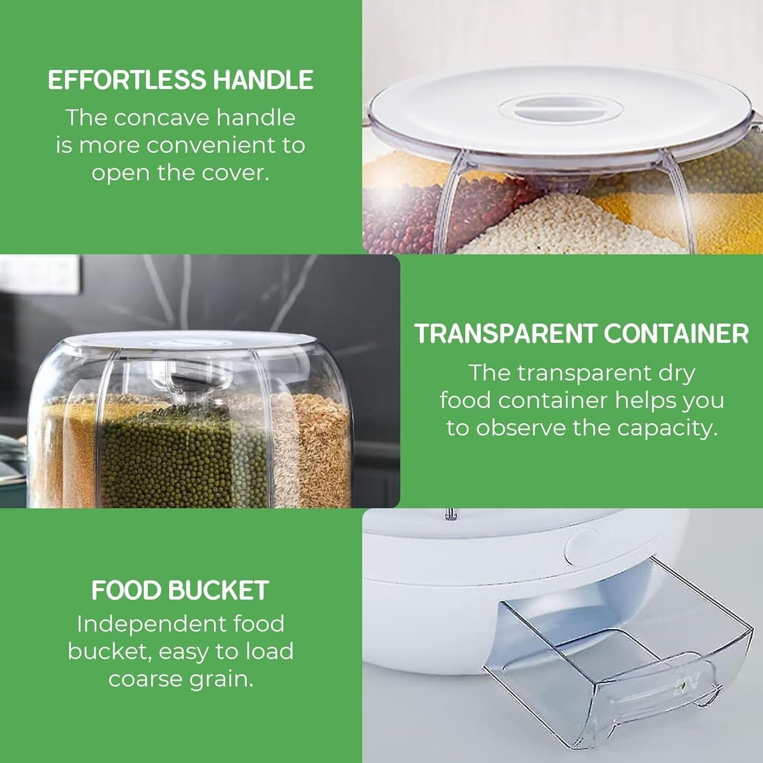 6 Grid 360° Rotating Rice Dispenser Airtight 3KG