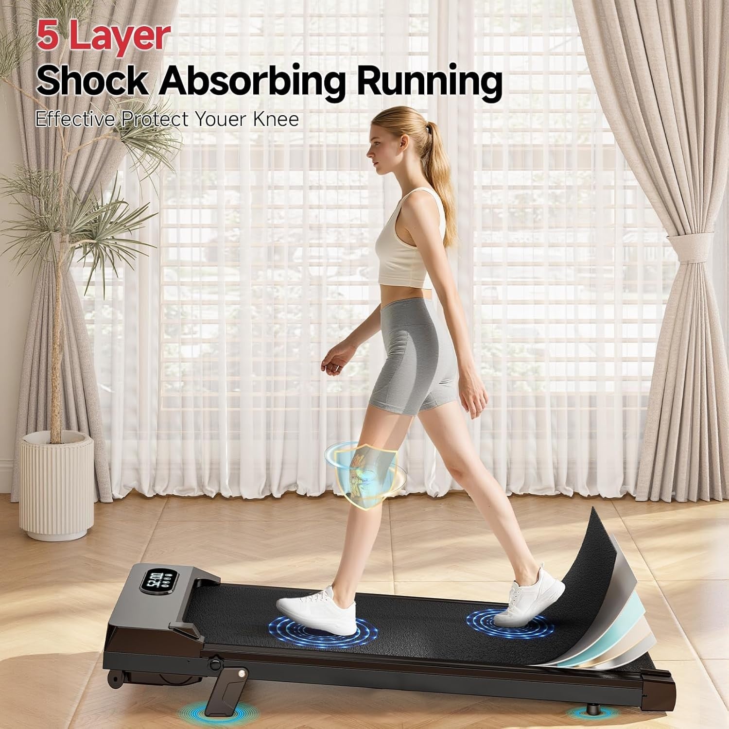 Portable Under Desk Treadmill Incline Walking Pad 8km/h Slim Home Gym