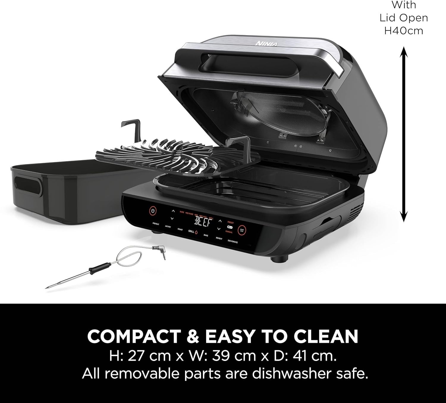 Health Grill Air Fryer 6in1 Digital Temp Probe 5.7L Pot XXL Plate