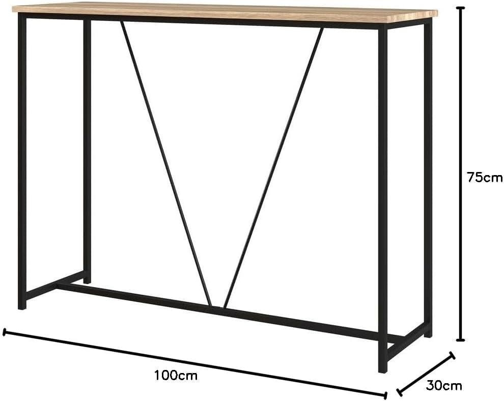 Slim Wooden Console Table with Display Shelf for Entryway & Living Room