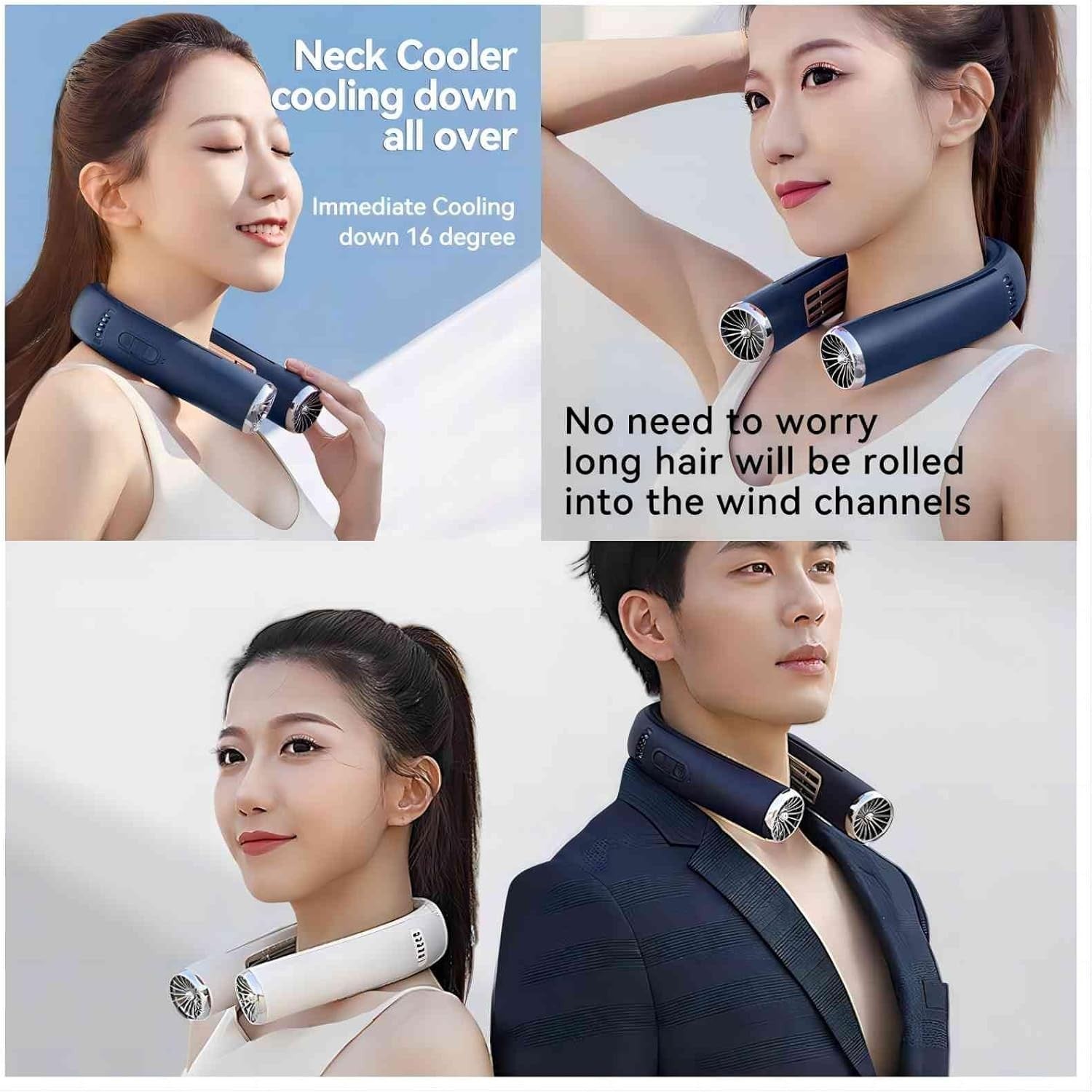 Wearable Neck Fan Cooling Plate USB-C Rechargeable 6000mAh Portable Apricot