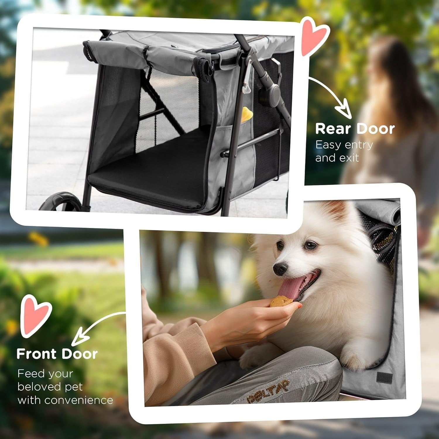 Dog Pram Pet Stroller 4 Wheel Pushchair Foldable Small Medium Dogs