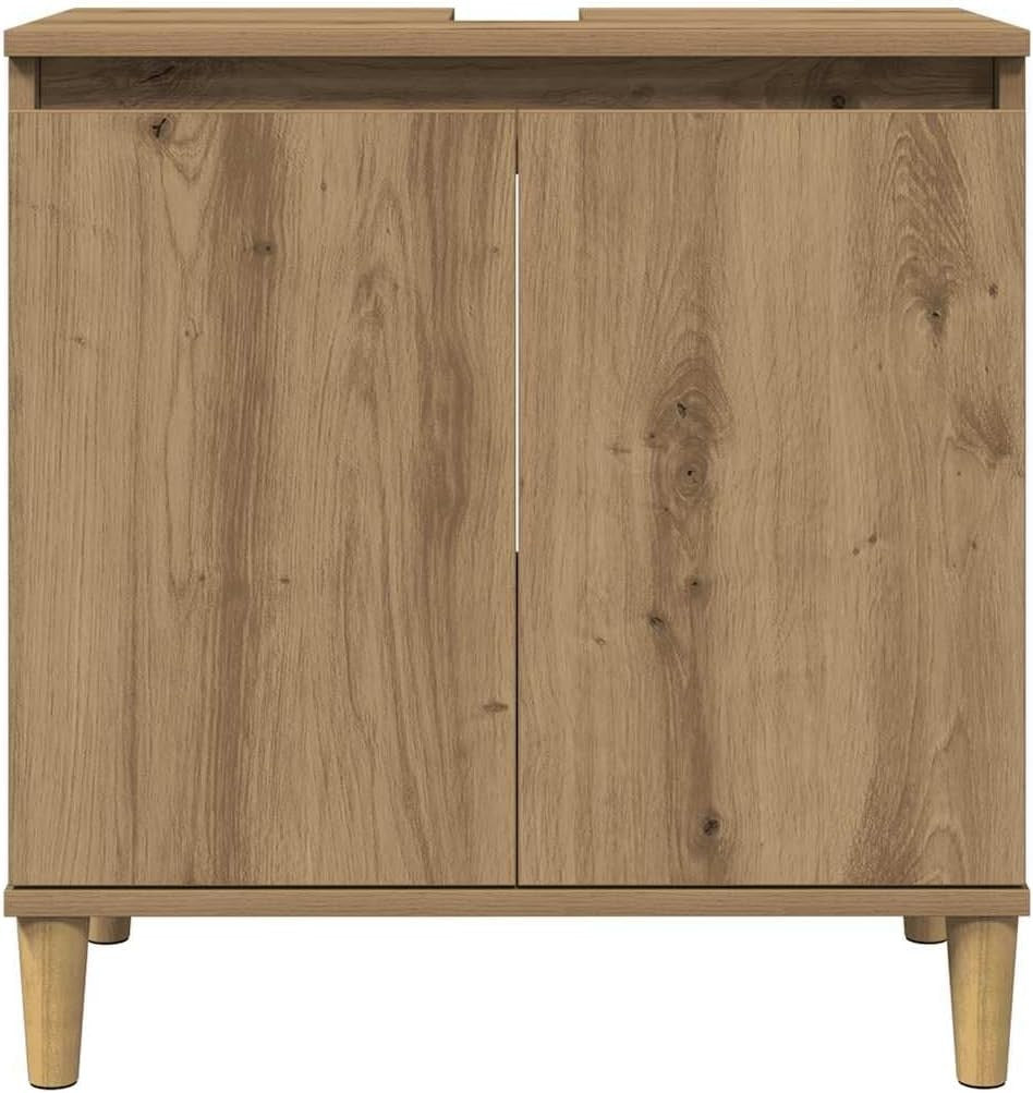 Artisan Oak Under Sink Bathroom Cabinet 58x33x60cm – Modern Vanity Storage Unit
