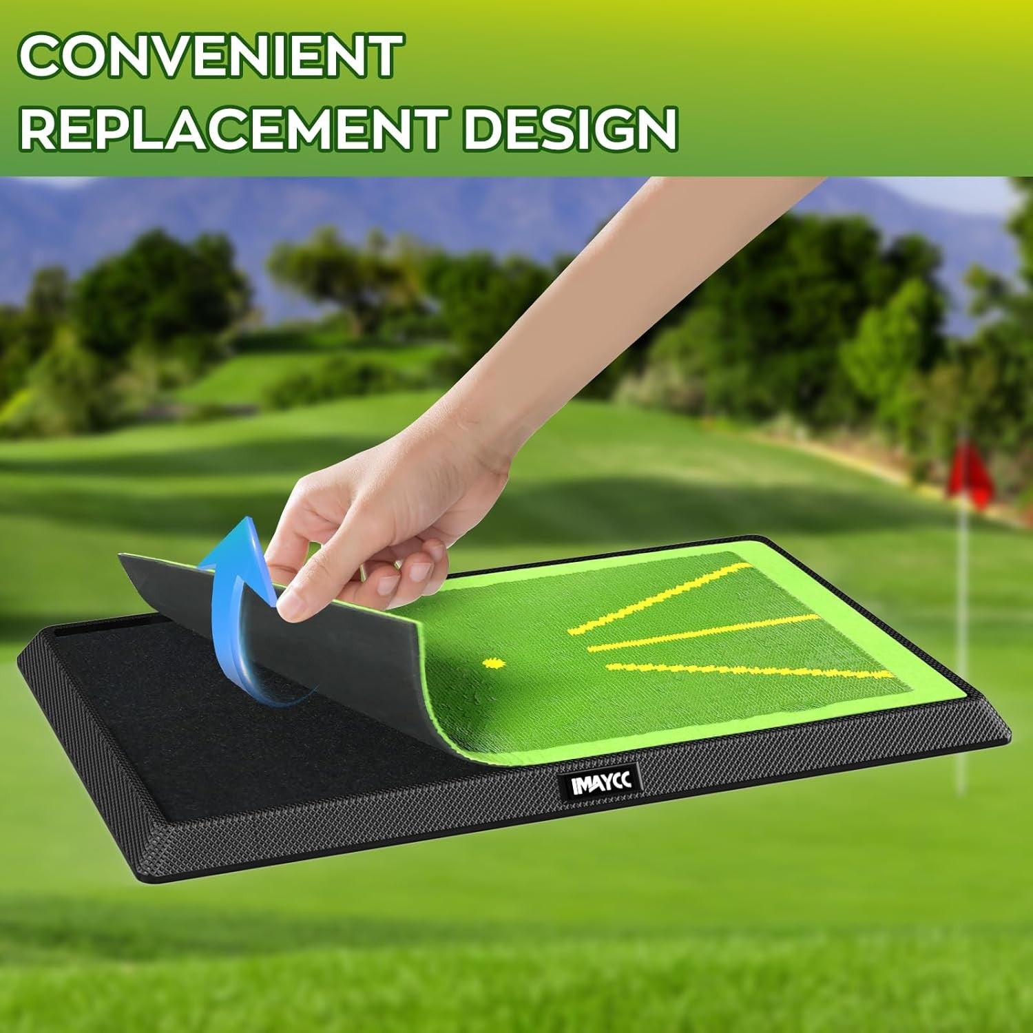 Golf Practice Hitting Mat 11x17" Swing Path Trainer w Rubber Base