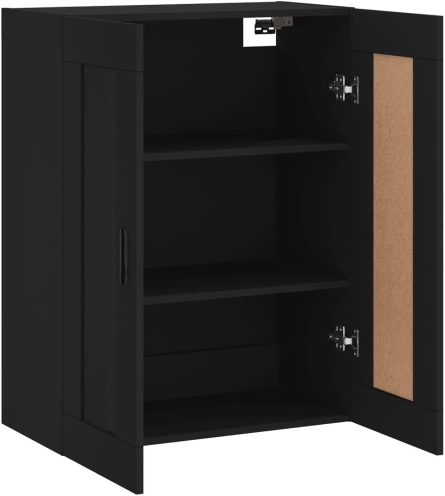 Wall Mounted Cabinet Black Storage Unit 34D x 69.5W x 90H cm Durable