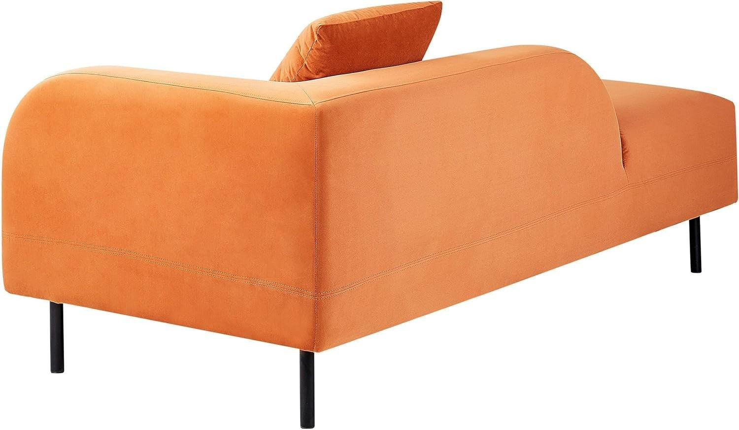 Right Hand Orange Velvet Chaise Lounge Retro Curvy Design with Cushion