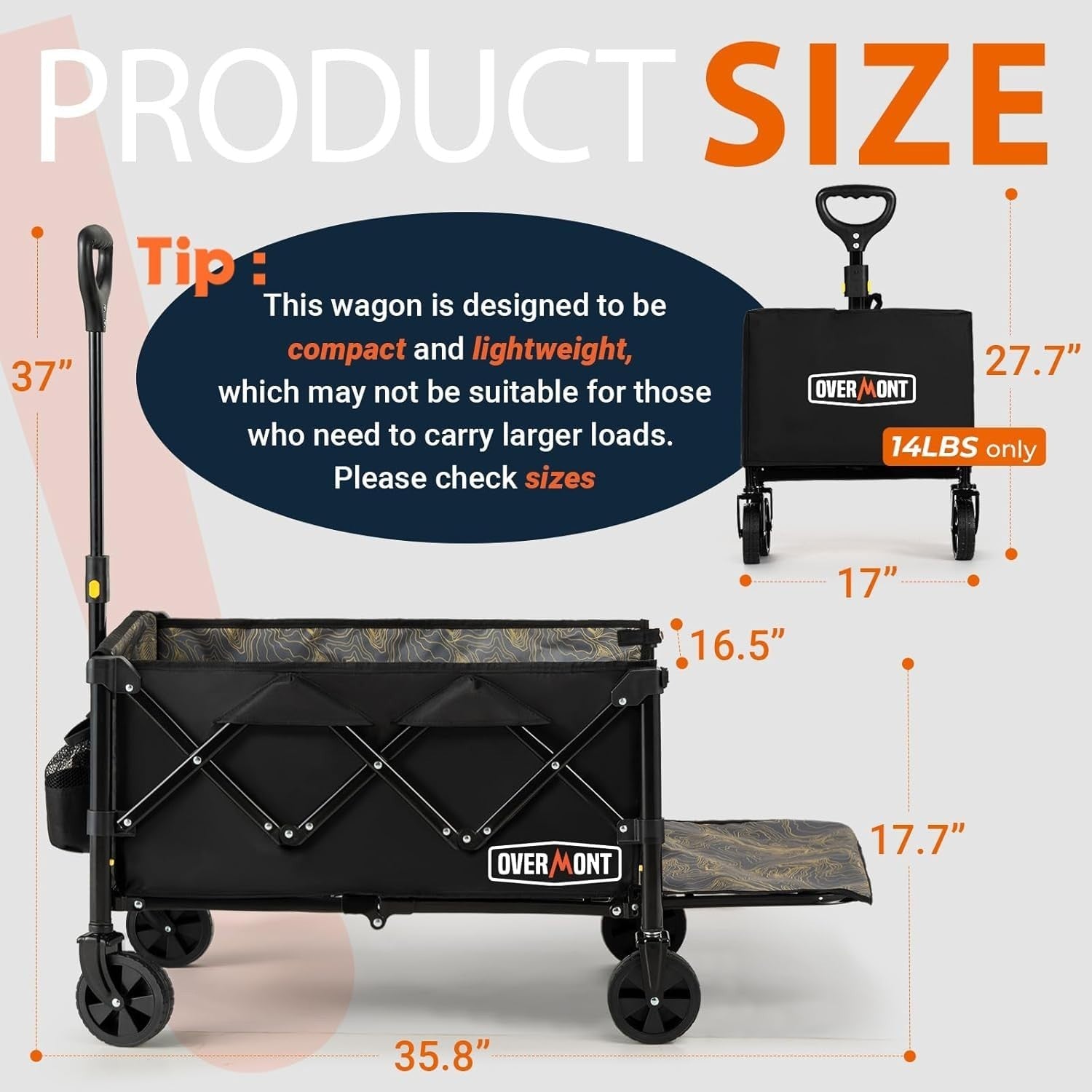 100L Folding Wagon Cart Black Collapsible Camping & Beach Trolley