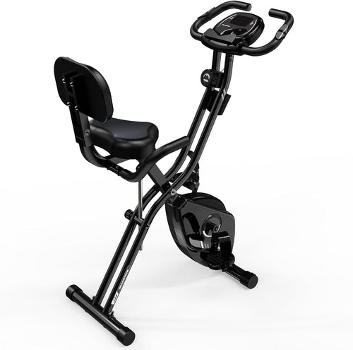 Foldable Magnetic Exercise Bike w/ LCD Monitor, 12 Levels & Heart Rate Sensor