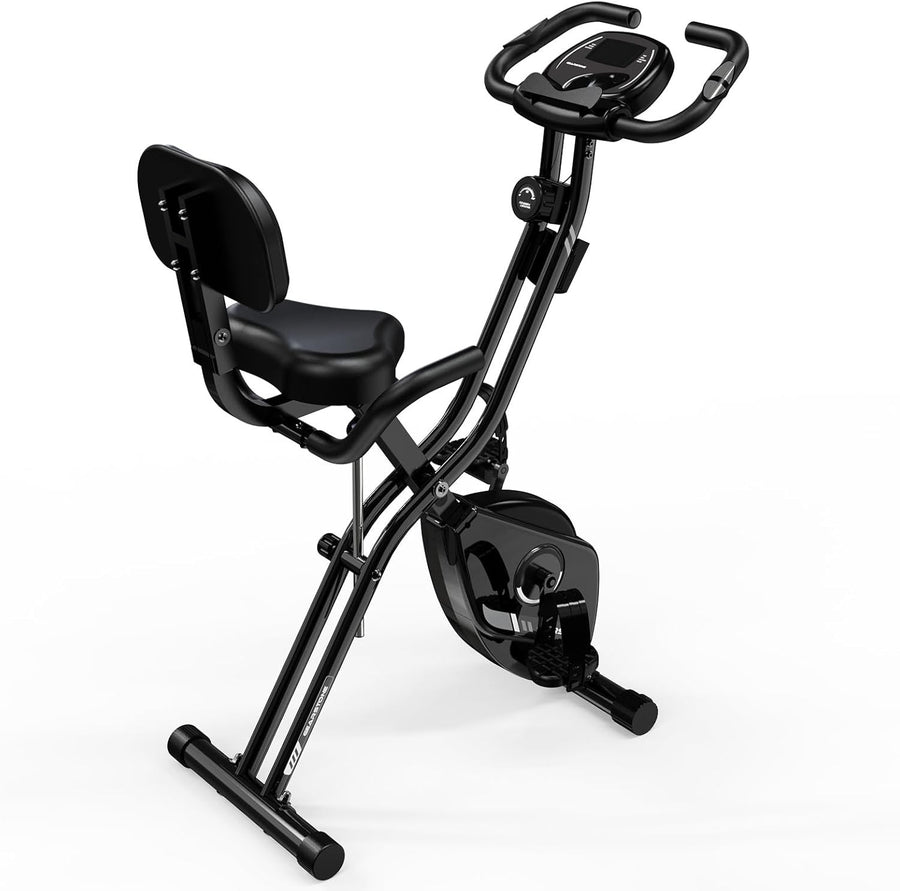 Foldable Magnetic Exercise Bike w/ LCD Monitor, 12 Levels & Heart Rate Sensor