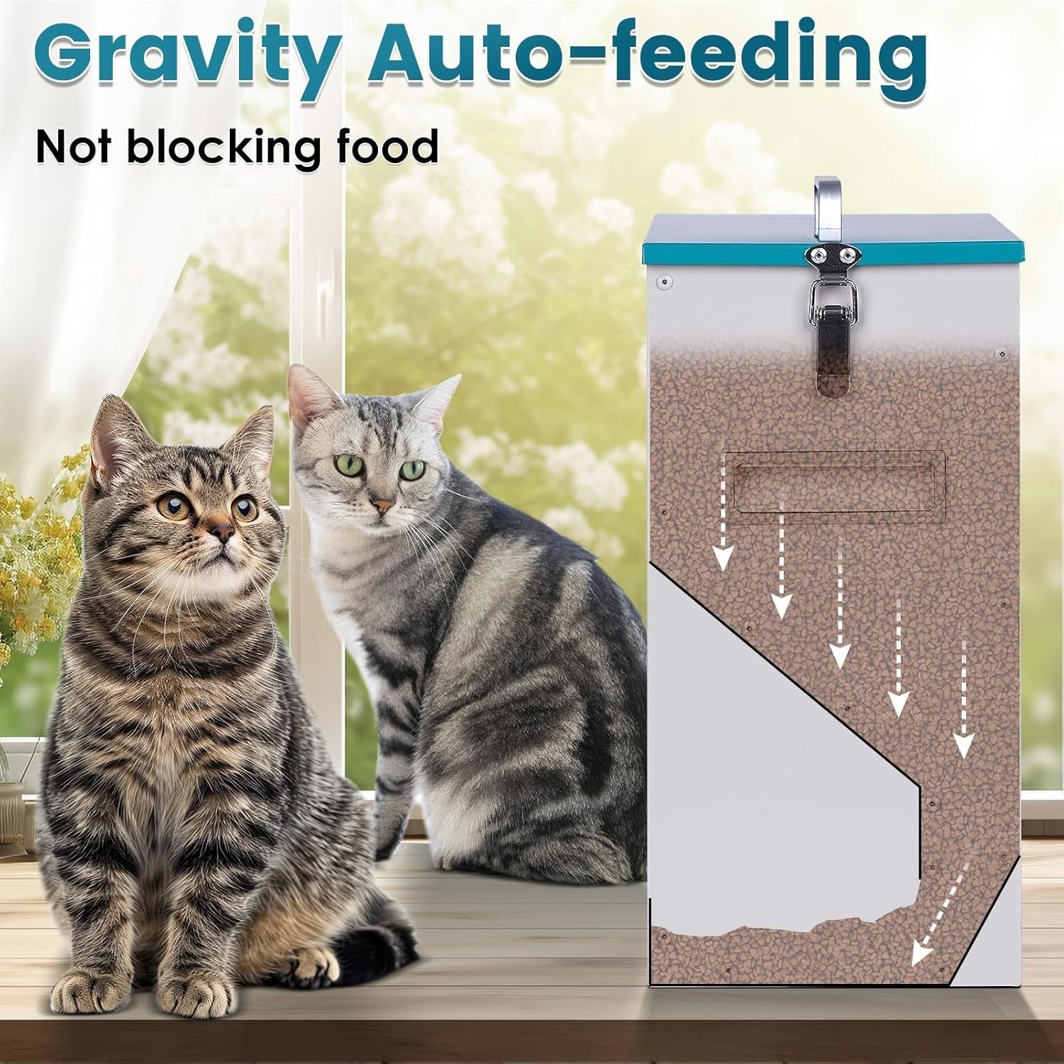 10L Automatic Pet Feeder for 2 Cats Dual Hopper Gravity Food Dispenser