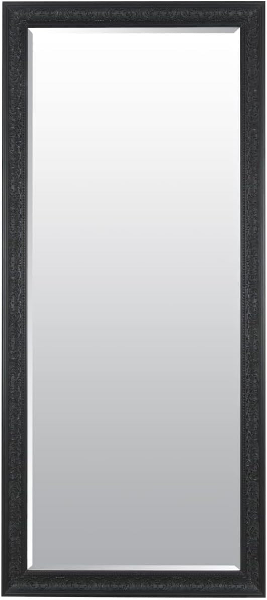 Antique Full Length Wall Mirror 160x73cm Black Bevelled Glass Classic Design