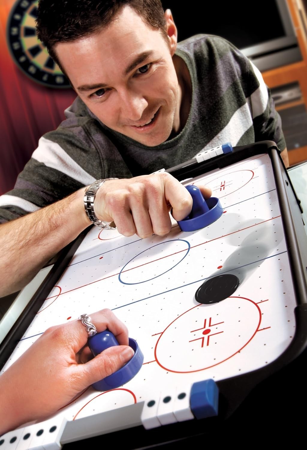 Portable Air Hockey Table Executive Style Battery Powered Indoor Game