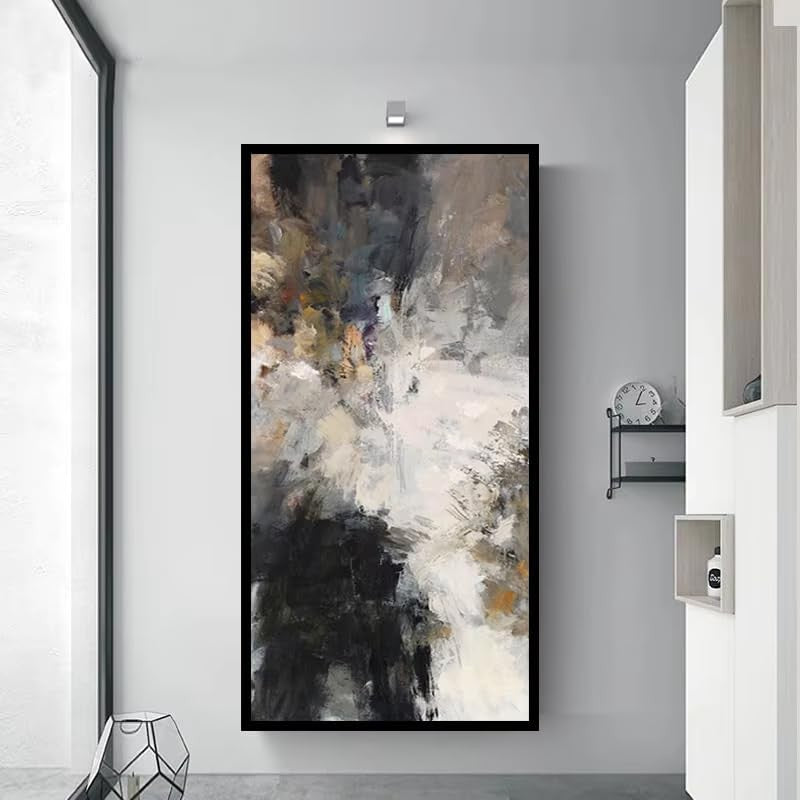 Extra Large Black White Abstract Canvas Wall Art 75x150cm